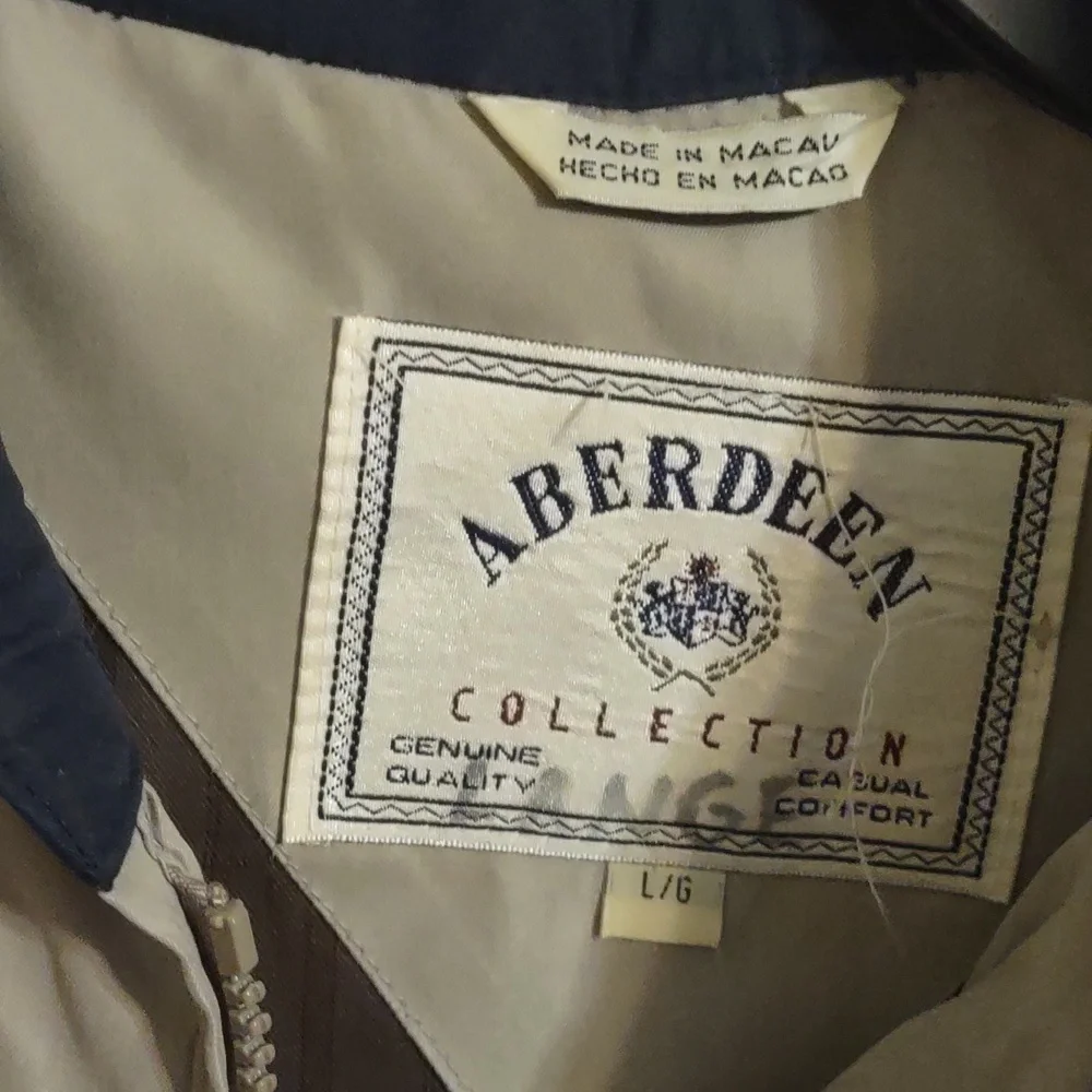 Aberdeen Harrington Style Mens L Beige Windbreaker Bomber Casual Jacket - Picture 5 of 14